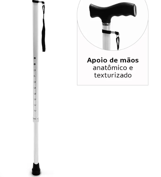 Bengala T Bastão com Altura Regulável até 90 Kg D8 Dellamed